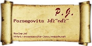 Pozsegovits Júnó névjegykártya